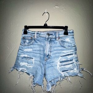 American Eagle Outfitters Light Blue Distressed Jean Shorts